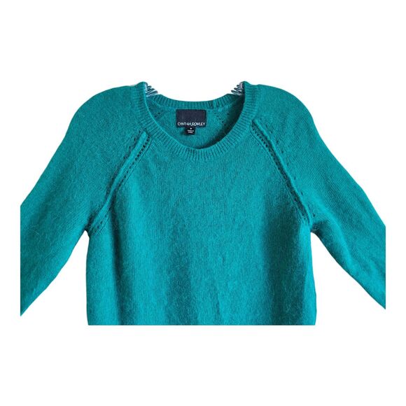 CYNTHIA ROWLEY Women's M Angora Sweater Green 3/4 Sleeve Soft Bust 36" - Picture 2 of 7